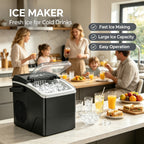 Tragbare Eiswürfelmaschine mit Selbstreinigungsfunktion sowie zwei Eiswürfelgrößen