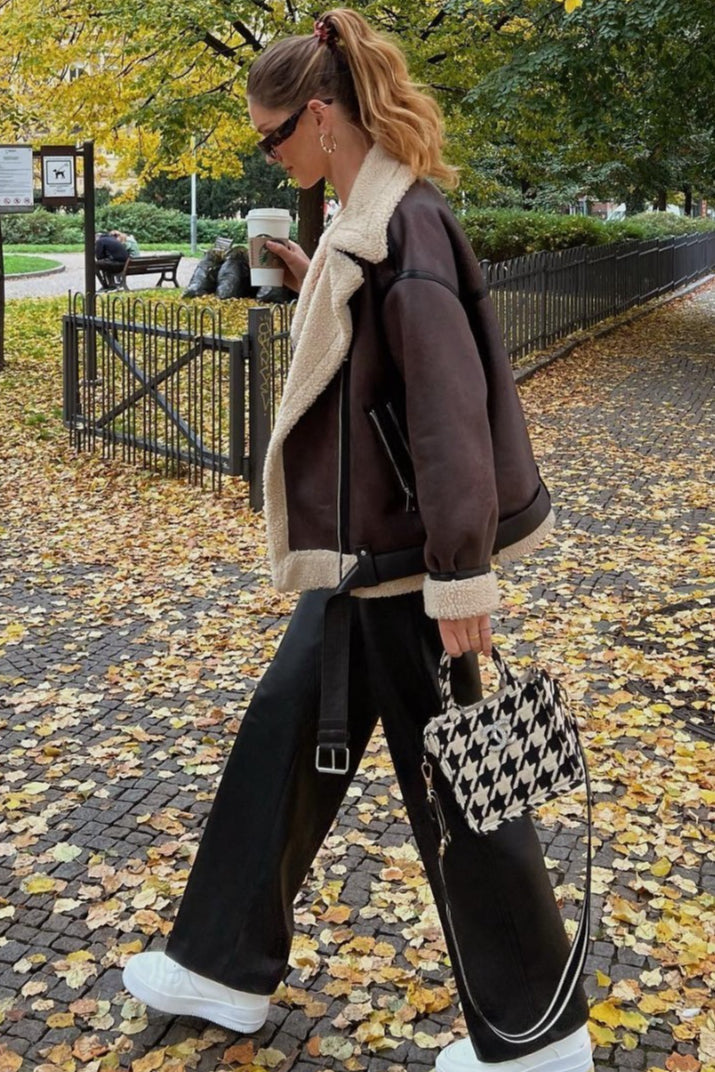 Jacke mit Reißverschluss in Braun