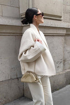Locker geschnittene Jacke mit Wolle in Aprikose