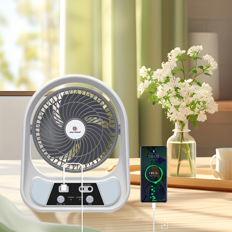 Tragbarer solarbetriebener Ventilator sowie Nachtlicht – Multifunktional und wiederaufladbar