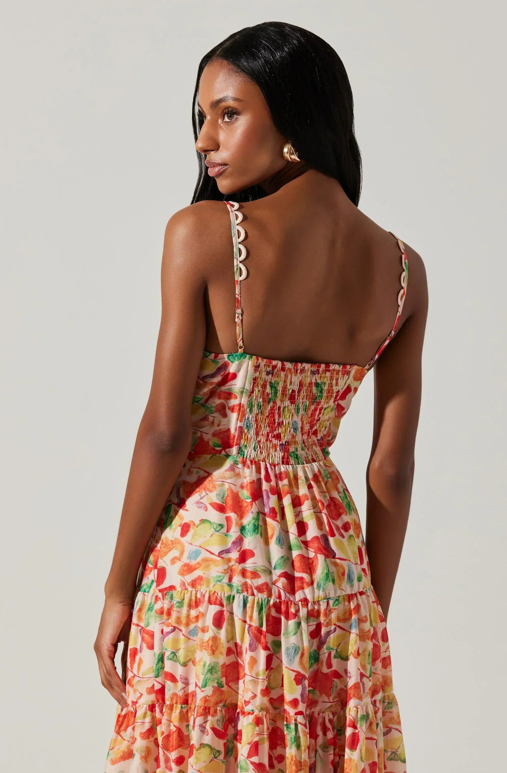 Tazia – Maxikleid mit Volants und Smok-Einsatz