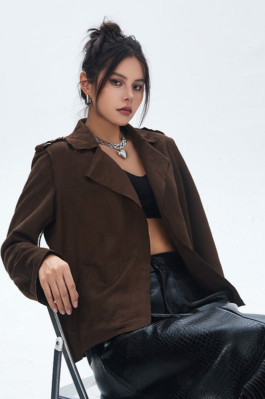 Jacke mit Wildleder in Schwarz