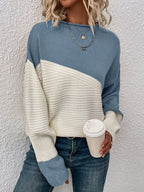 Eleganter Farbblock Pullover