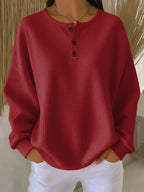 Gemütlicher Pullover mit Waffelstrick und Kragen