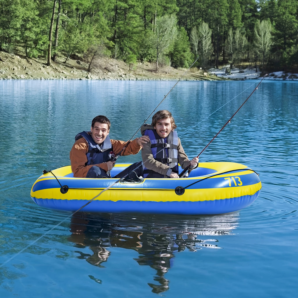 Aufblasbares Angelboot-Set – Leichtes 2-Personen PVC-Boot inklusive Paddeln