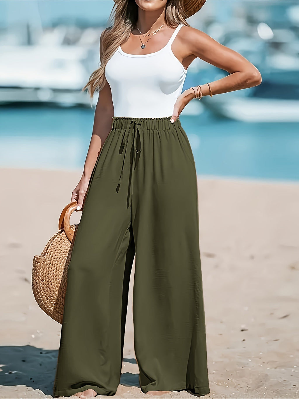 Damen Hohe Taille Weite Hose – Bequem und Elegant