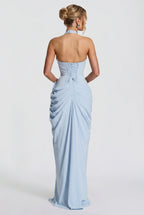 Minette – Spitzen-Maxikleid mit Neckholder und Beinschlitz