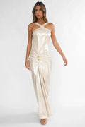 Damen Abendkleid mit Neckholder und Drapierung