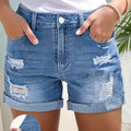 Damen Stretch-Denim-Shorts: Zerrissen & Bequeme Passform
