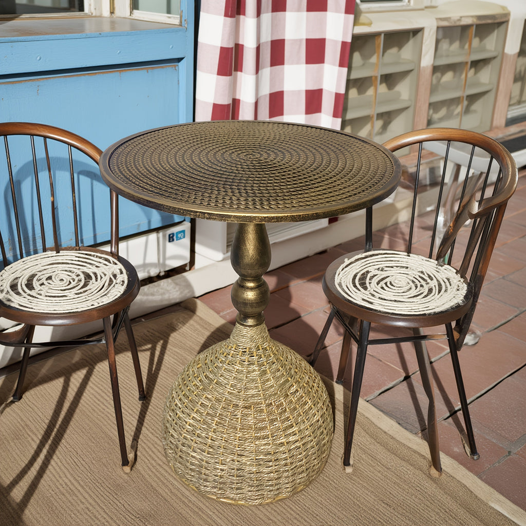 Handgefertigter Wassergras-Couchtisch: Antike Bronzeoptik