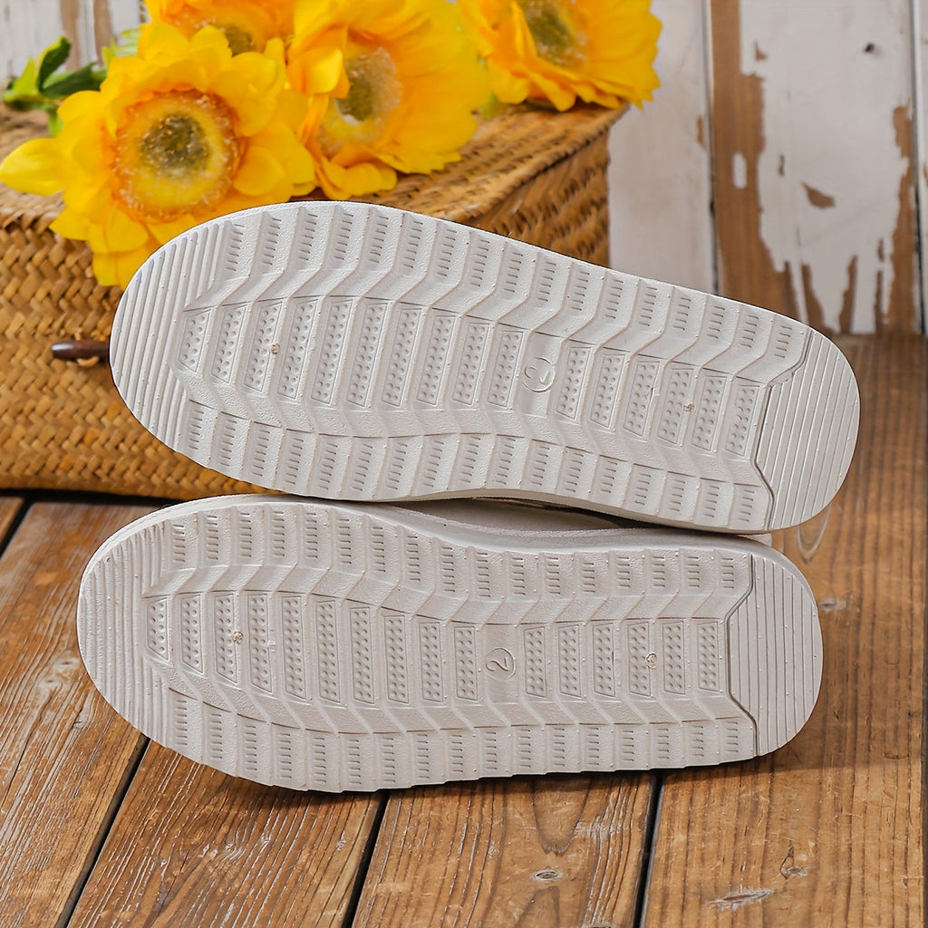 Stiefeletten gefüttert mit flachem Absatz – Beige