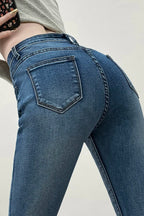 Jeans mit hoher Taille in Retro-Blau