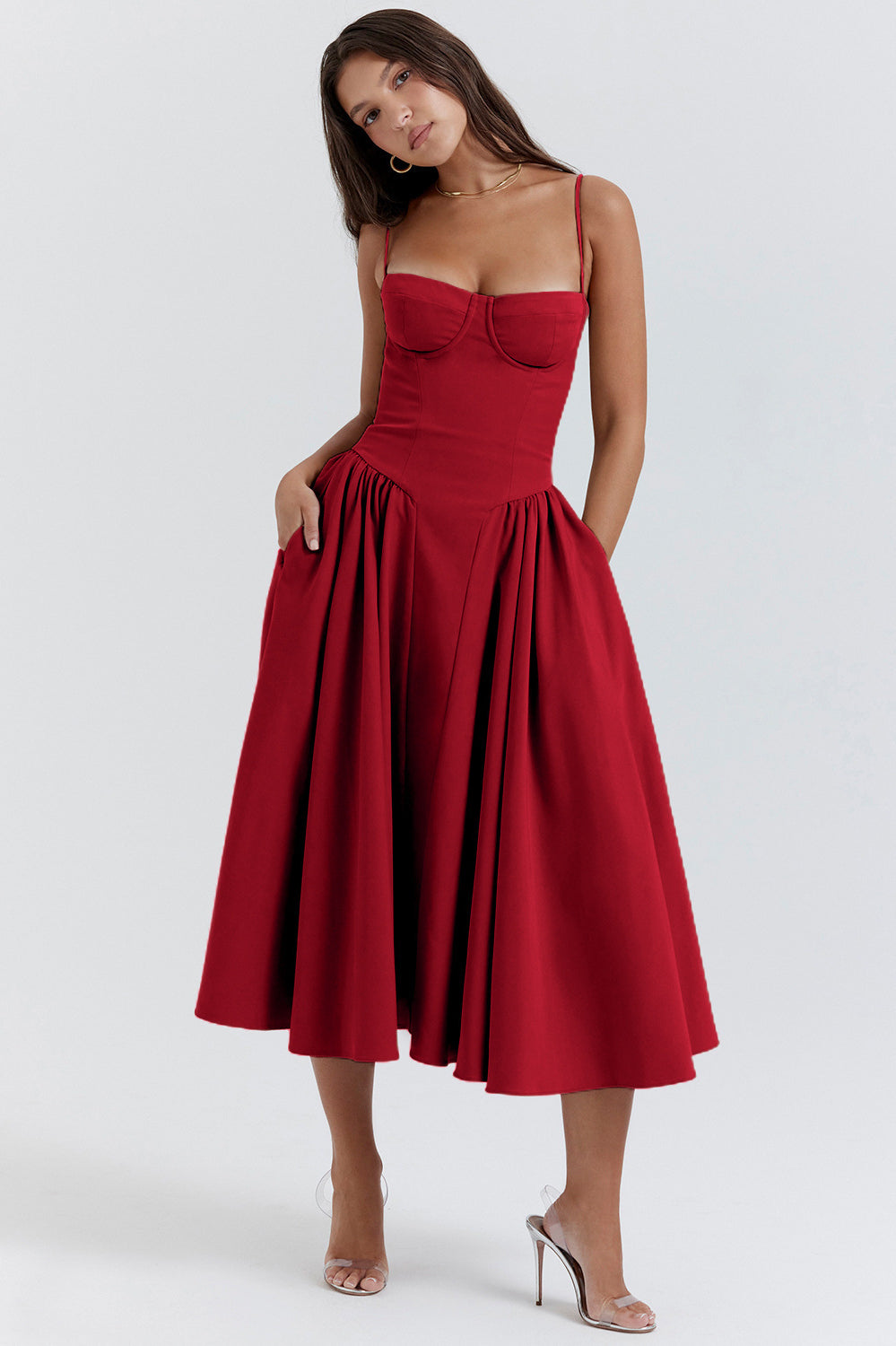 Figurbetontes Midikleid in Marineblau