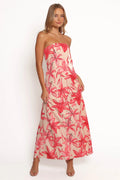 Lani – Schulterfreies Maxikleid mit A-Linien-Rock und Blumenmuster