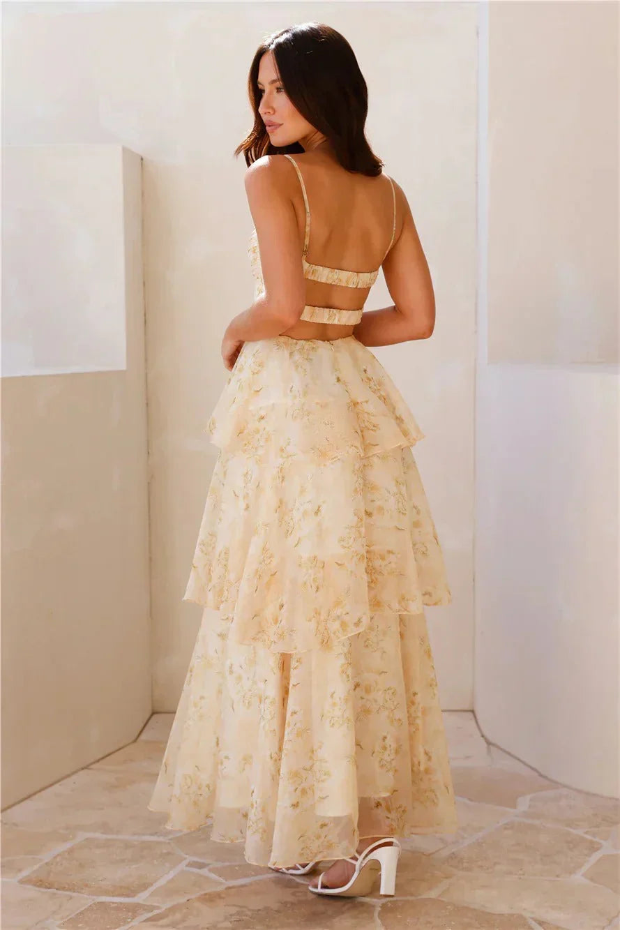 Sun – Maxikleid mit Volants und Falten