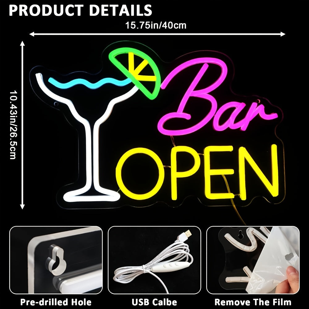 Beleuchtetes Schild “Bar Offen”: Gemütliche Dekoration