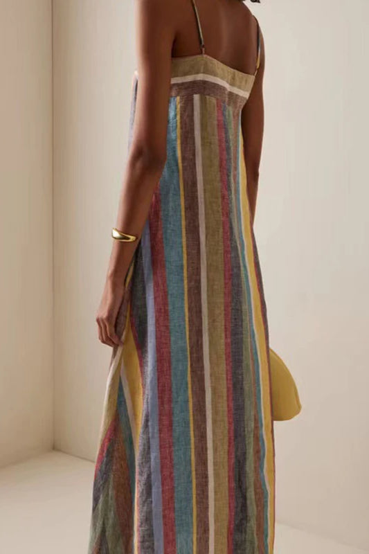 Kleid mit Streifenmuster in Grau