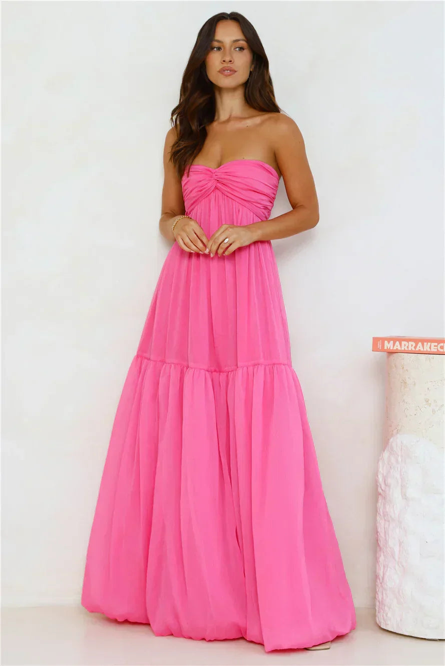 Damen Bandeau-Maxikleid mit Raffdetail