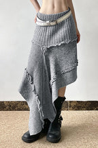 Asymmetrischer Rock mit hoher Taille und Strickstruktur