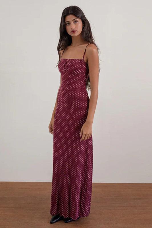 Rückenfreies Maxikleid mit Punktemuster