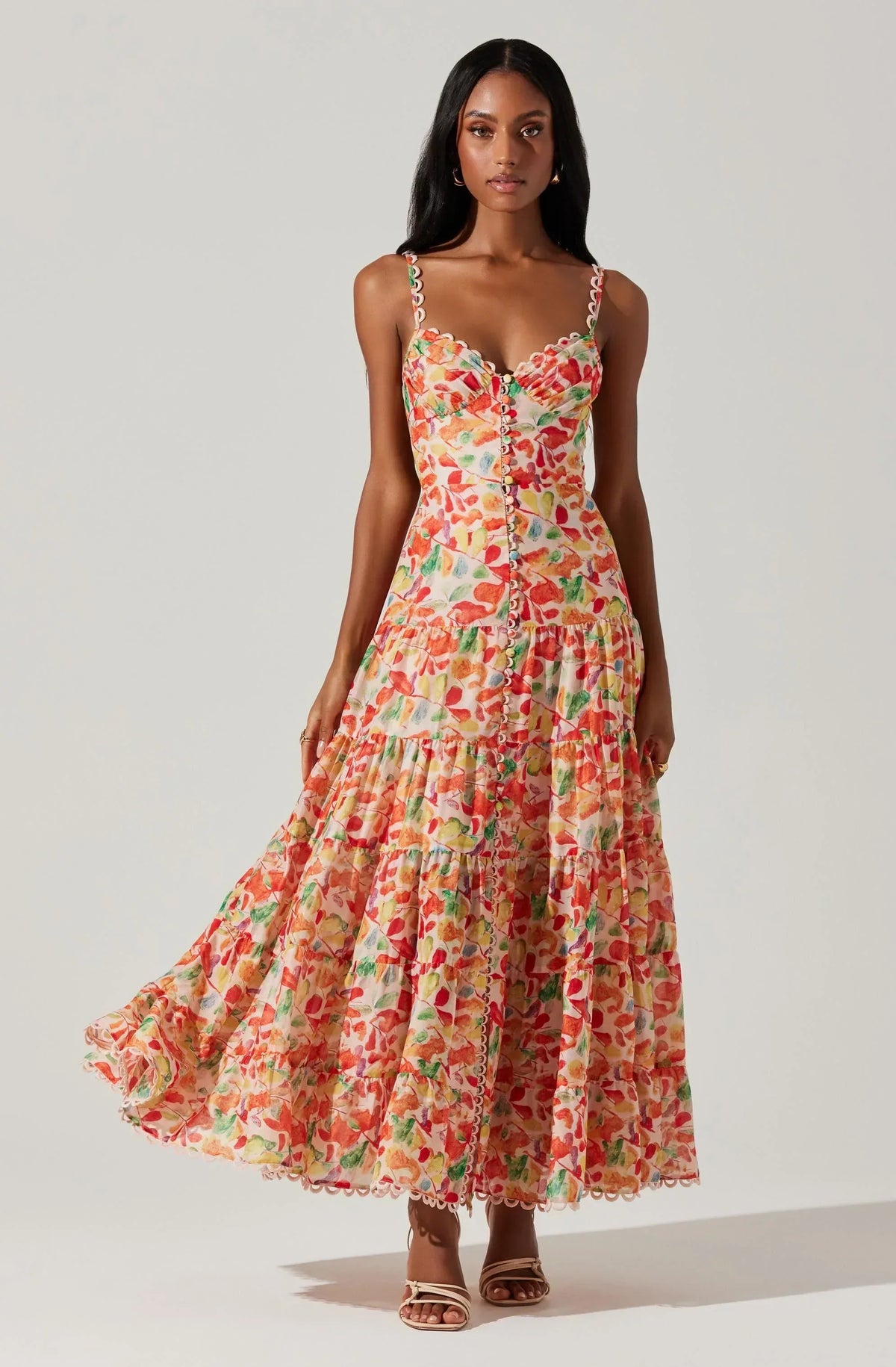 Tazia – Maxikleid mit Volants und Smok-Einsatz