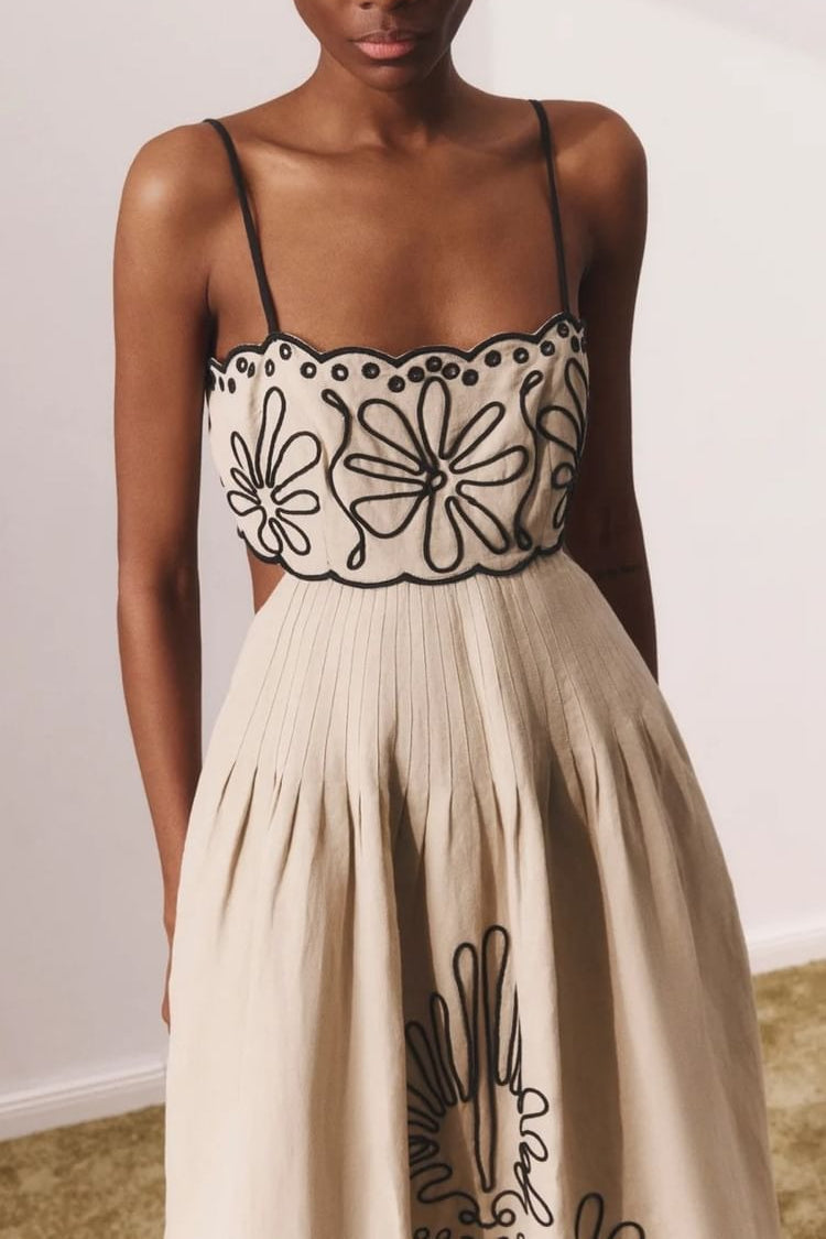 Maxikleid mit Druck in Beige