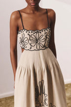Maxikleid mit Druck in Beige
