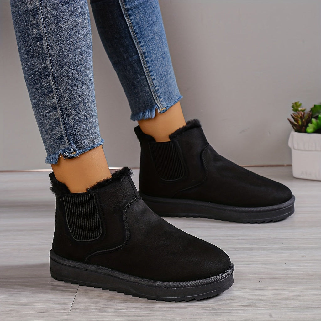Stiefeletten gefüttert mit flachem Absatz – Beige