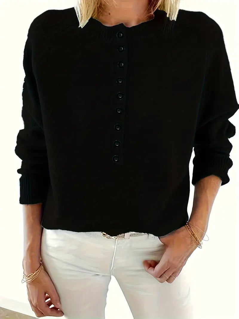 Solider Pullover Mit Halber Knopfleiste