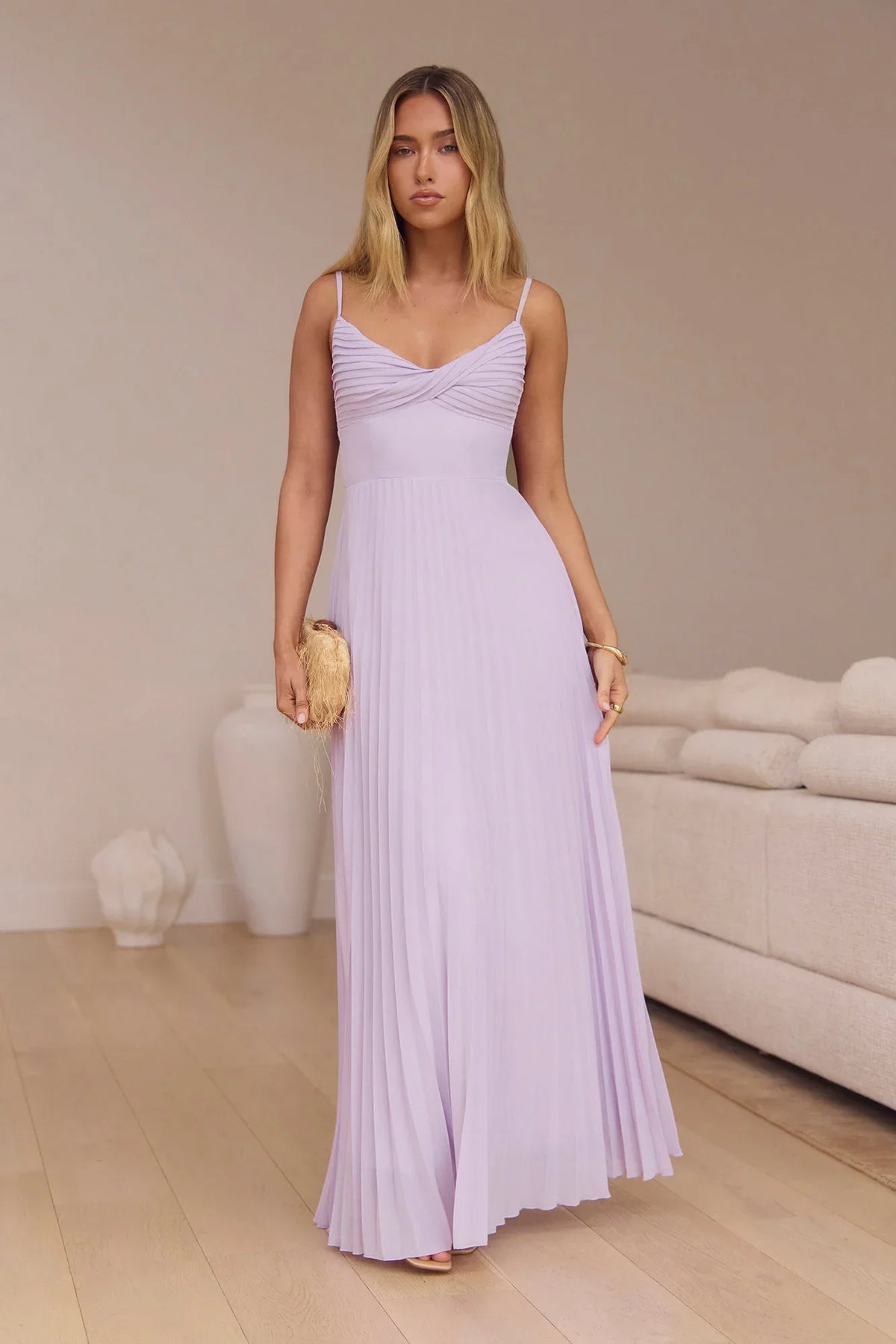 Better – Chiffon-Maxikleid mit offenem Rücken und Falten