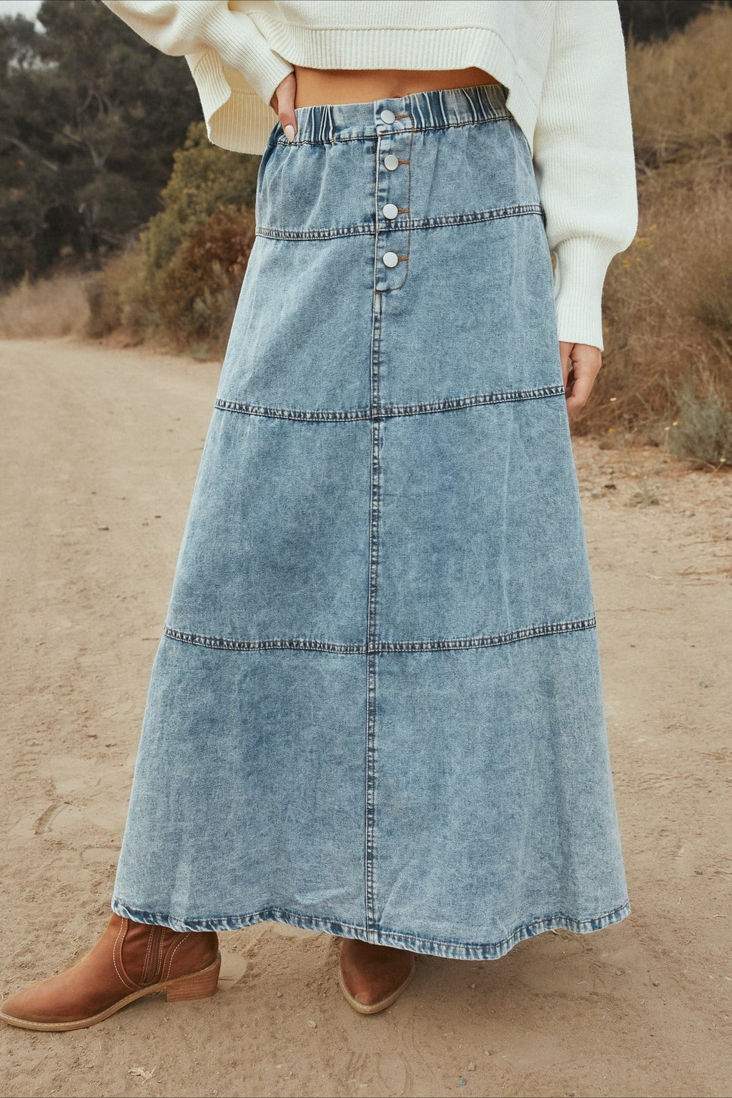 Rock mit A-Linie und Denim in Blau