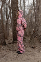 Hoodie mit Reißverschluss und Druck in Rosa