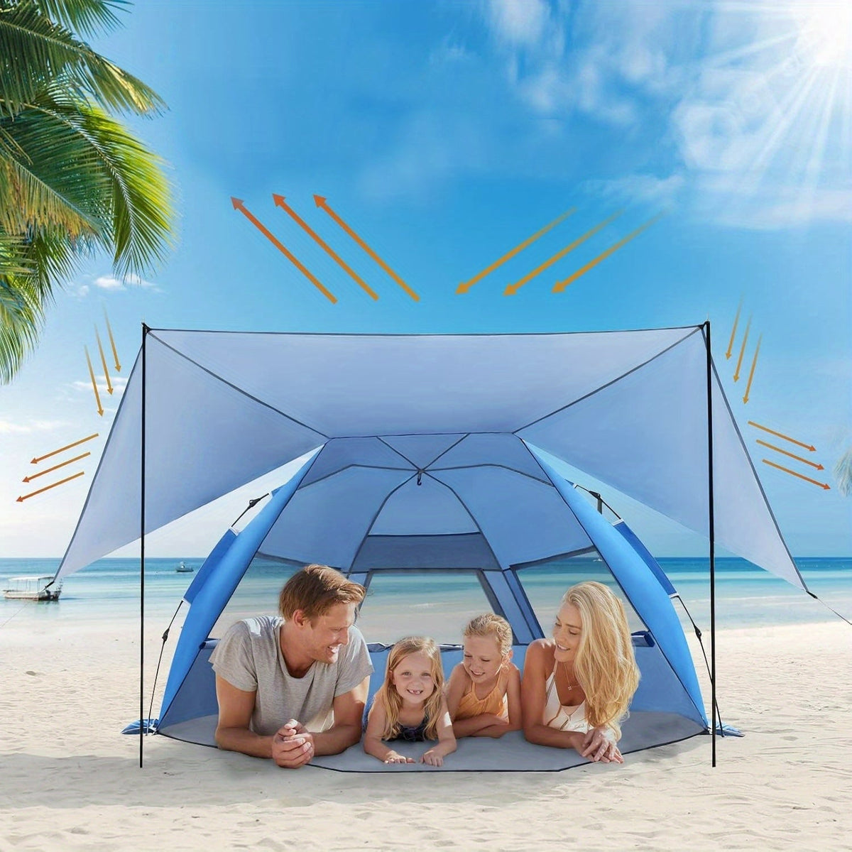 BreezeShield Strandzelt – Leicht und Großzügig für 4-6 Personen