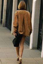 Jacke mit Wildleder in Braun mit Reverskragen