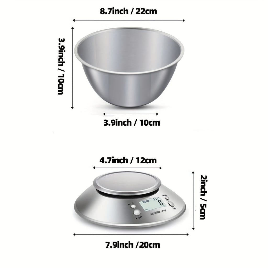 Digitale Küchenwaage mit Edelstahlwaage – Präzision mit Temperatursensor sowie Timerfunktion zum Backen und Kochen