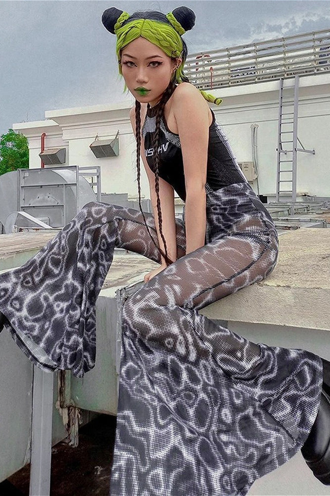 Hose mit ausgestelltem Schnitt, hoher Taille und Blumenmuster