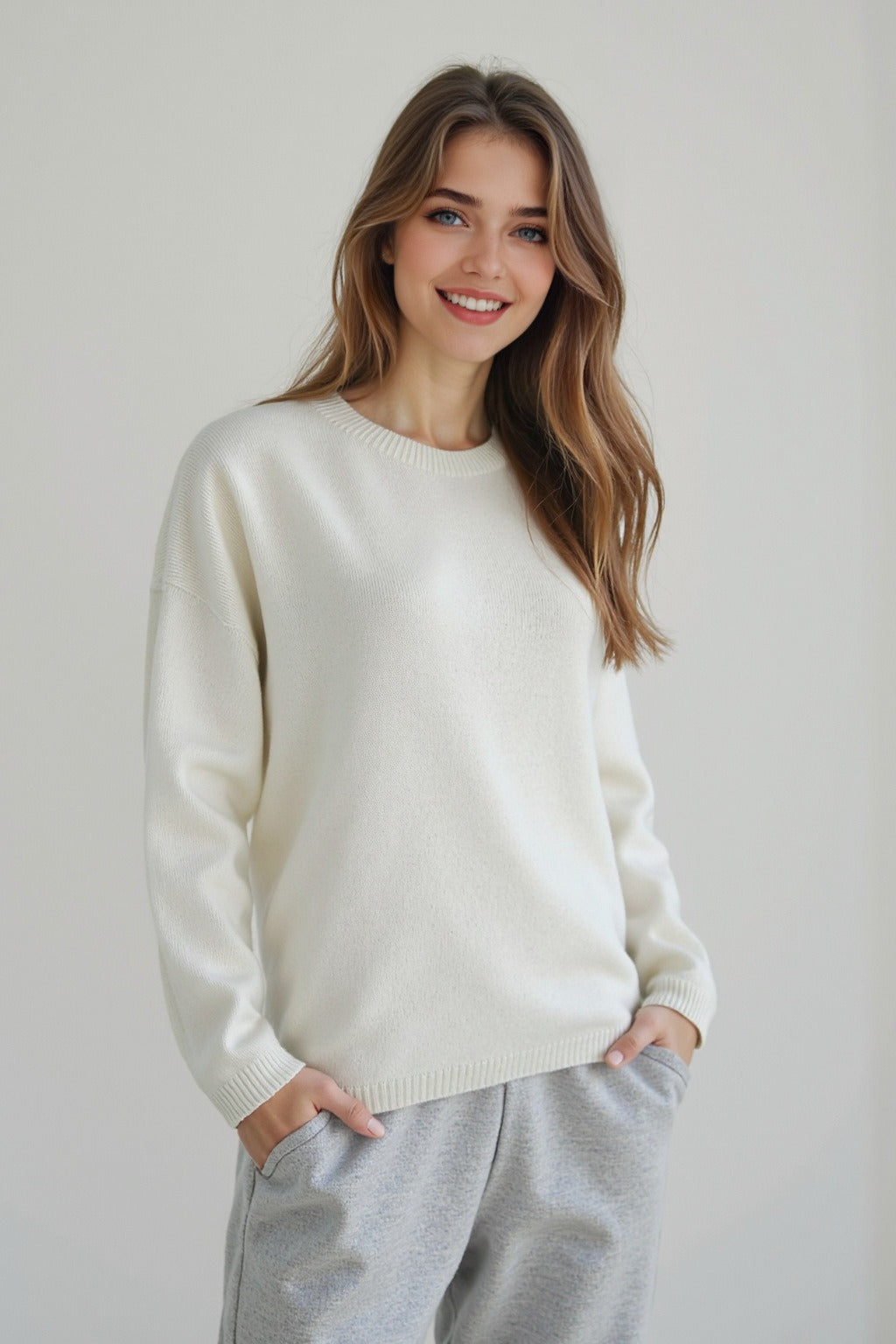 Pullover mit Strickstruktur und Wolle