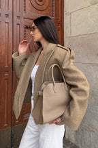 Mantel mit Wolle in Khaki