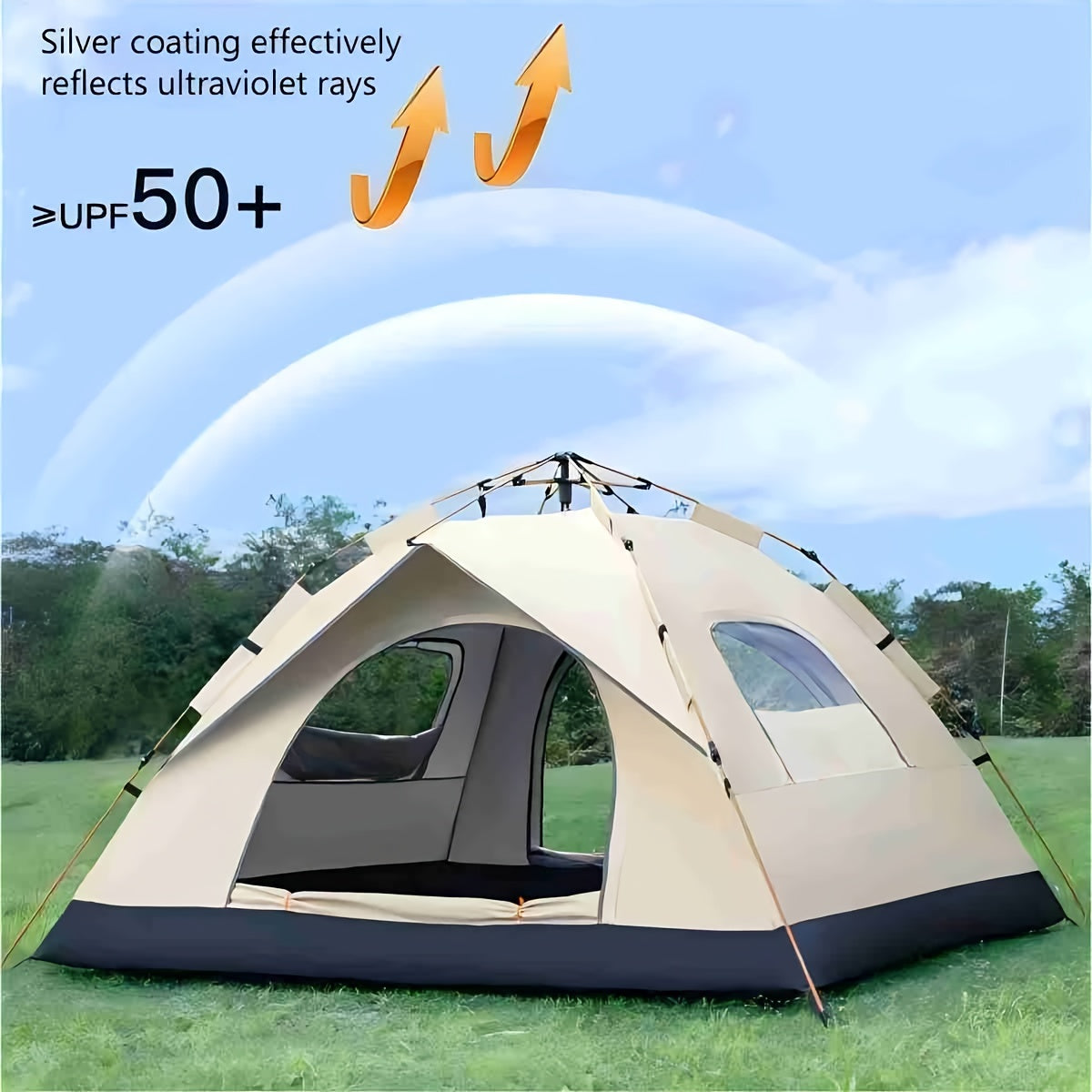 QuickCamp Zelt - Schnell aufzubauendes Zelt inklusive UV-Schutz für 4 Personen