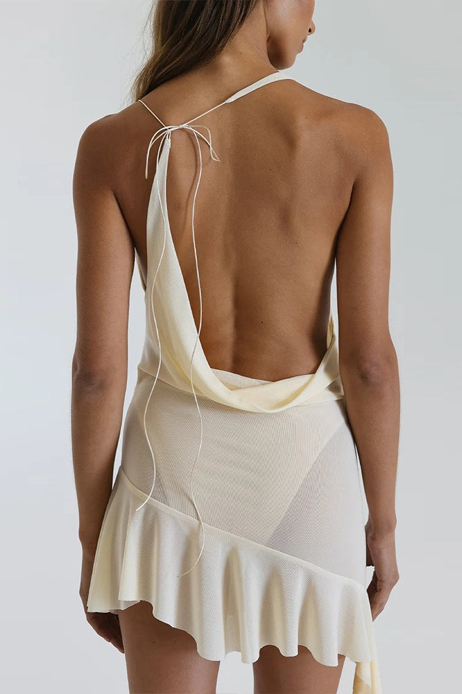 Rückenfreies Kleid mit Wasserfallausschnitt