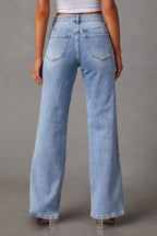 Jeans mit weitem Bein in Blau mit Patchwork