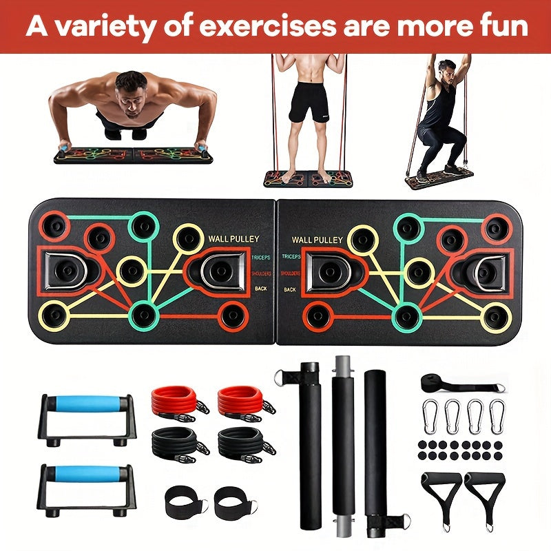 Push-up-Plank-Set mit Griffen, Widerstandsbändern sowie Zubehör – ideal für Brust und Bauch