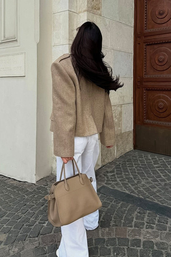 Mantel mit Wolle in Khaki