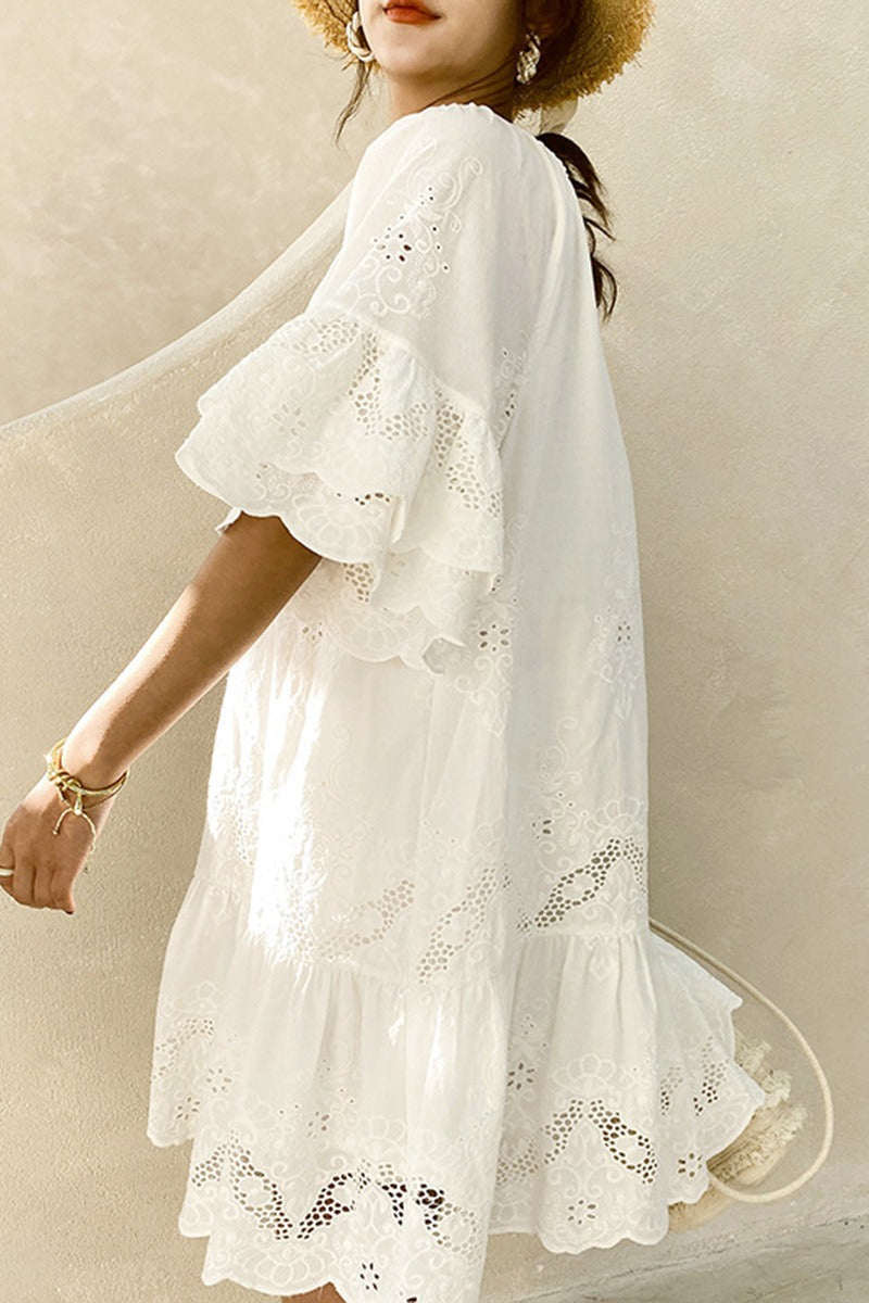 Kleid mit Spitze und Baumwolle