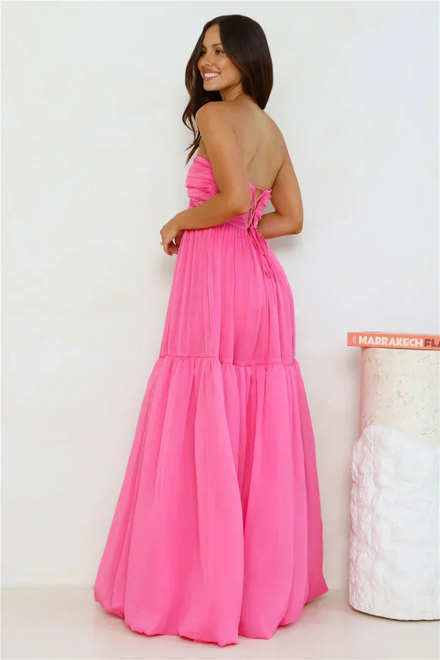 Damen Bandeau-Maxikleid mit Raffdetail