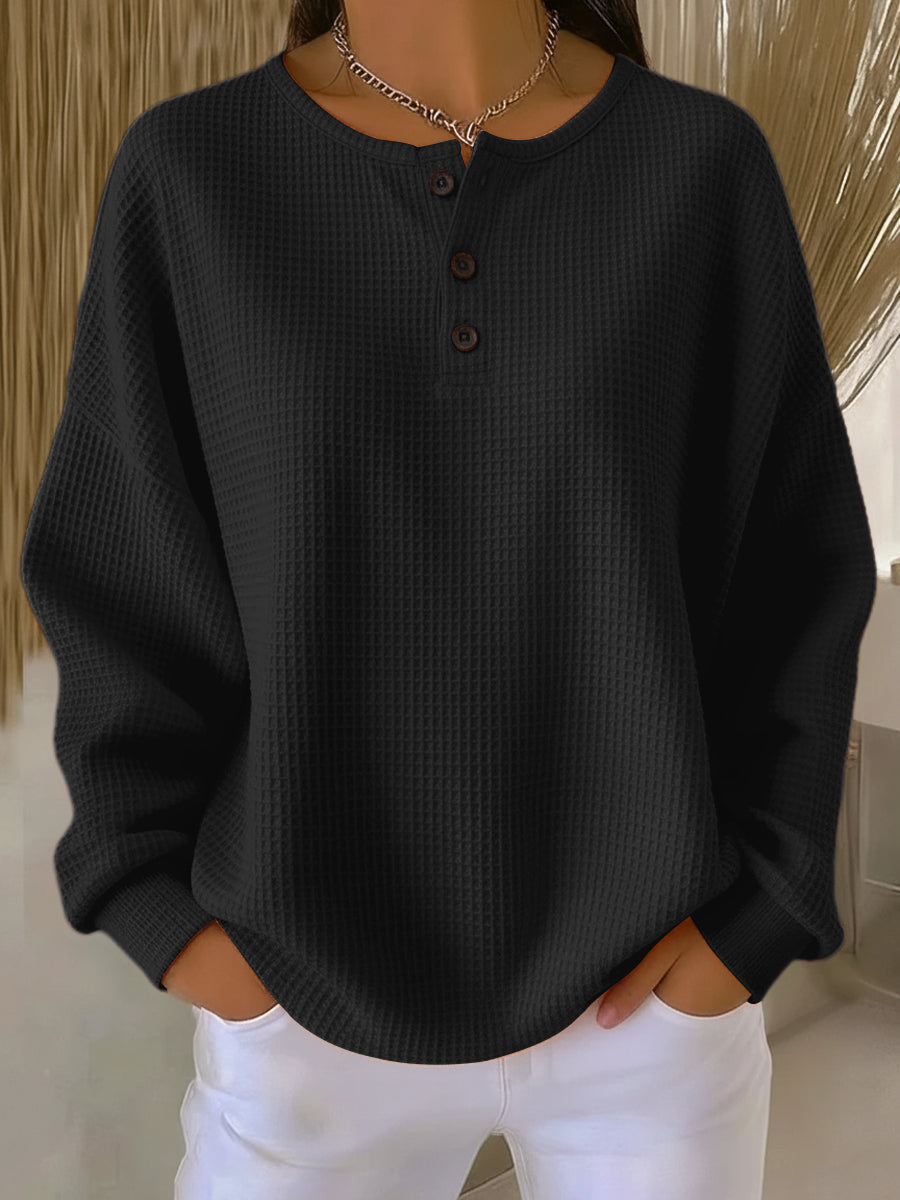 Gemütlicher Pullover mit Waffelstrick und Kragen