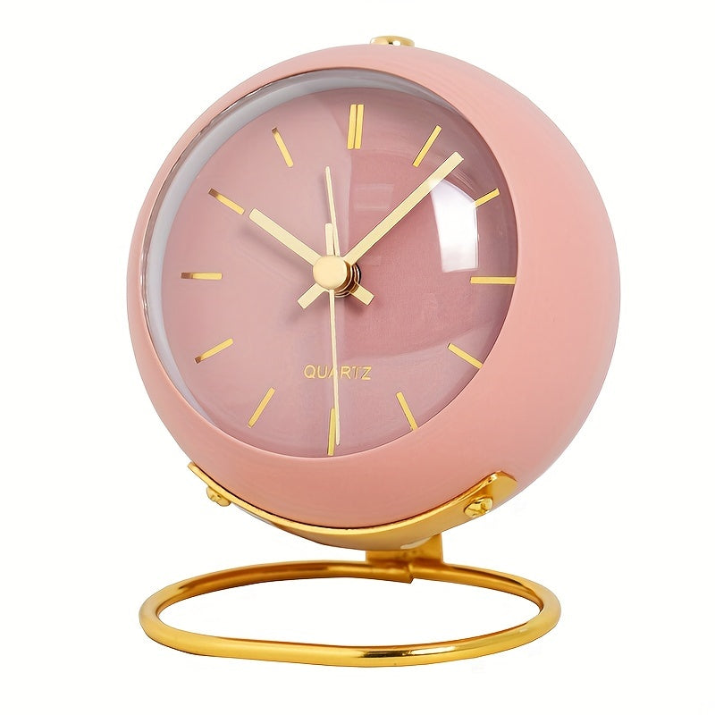 Nordic Silent Desk Clock: Leuchtende Zeiger & Metallrahmen