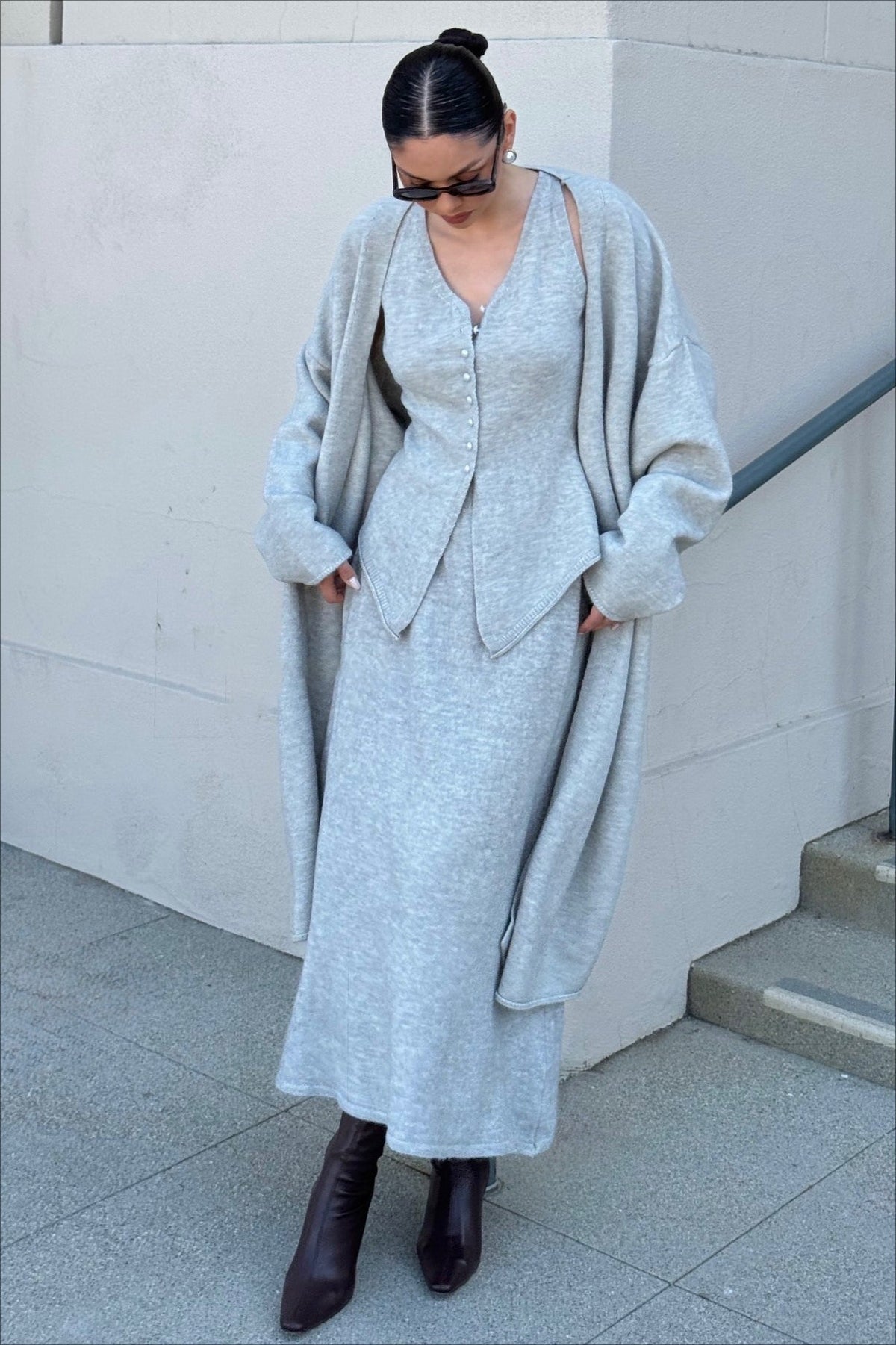 Dreiteiliges Set mit Strickstruktur