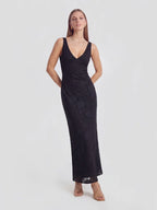 Maxikleid mit V-Ausschnitt und offenem Rücken