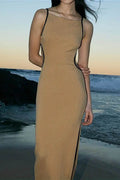 Figurbetontes Maxikleid in Beige